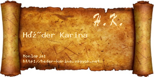 Héder Karina névjegykártya